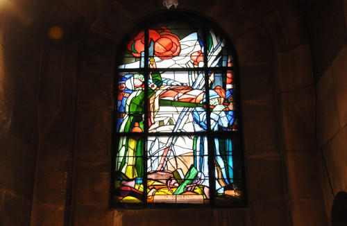Verdun Memorial Chapel stained glass of litterbearers.